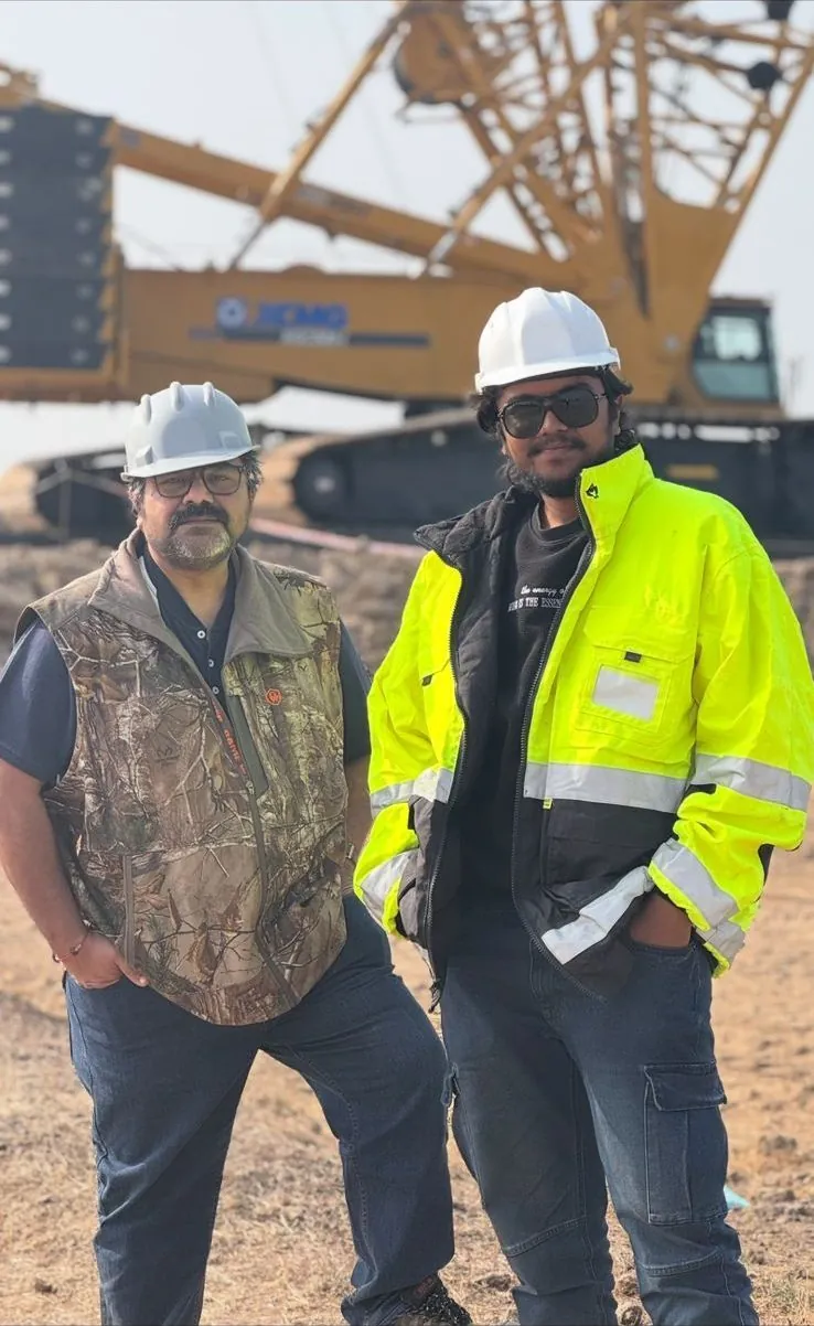 Engineers in safety gear on site